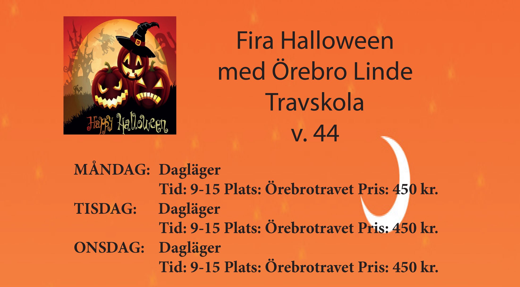 Fira Halloween med Örebro Linde Travskola!